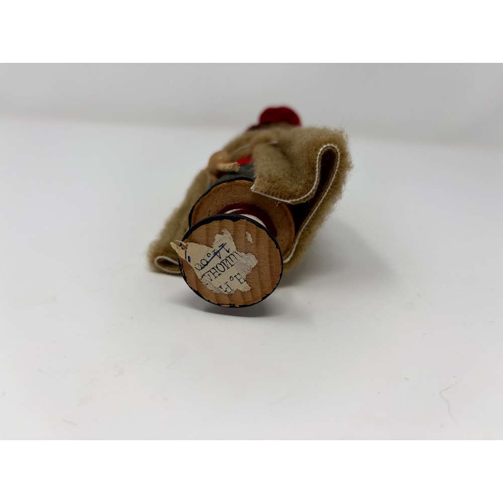 Vintage Alps Souvenir Doll Wooden Hand Painted Face Fuzzy Hooded Cloak 5.5" - Picture 5 of 5